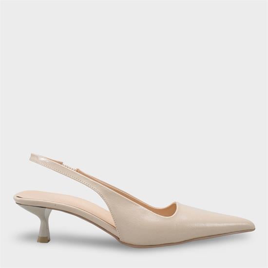 Capone  Lynett Pointed Toe Mid Heel Square Back Slingback Women Beige Shoe image 2
