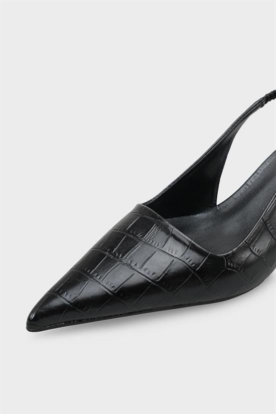 Capone  Lynett Pointed Toe Mid Heel Square Back Slingback Women Black Shoe image 4