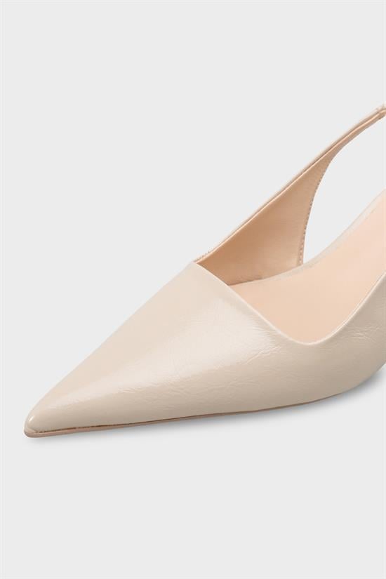 Capone  Lynett Pointed Toe Mid Heel Square Back Slingback Women Beige Shoe image 4