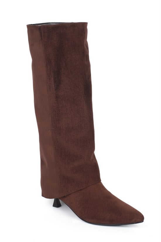 Capone Lynnet Pointed Toe Fold-Over Cuff Women Sued Brown Boot