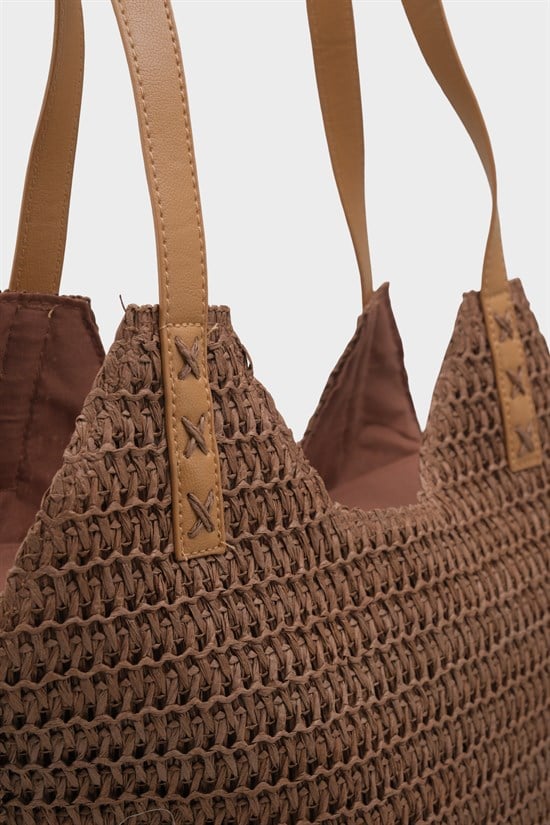 Capone Malaga Raffia Look Women Brown Shoulder Bag image 5