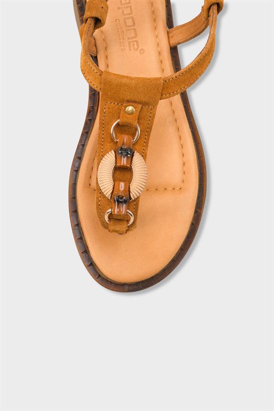 Capone Mallorie Genuine Leather Metal Buckle Flat Heel Women Tan Sandal image 4