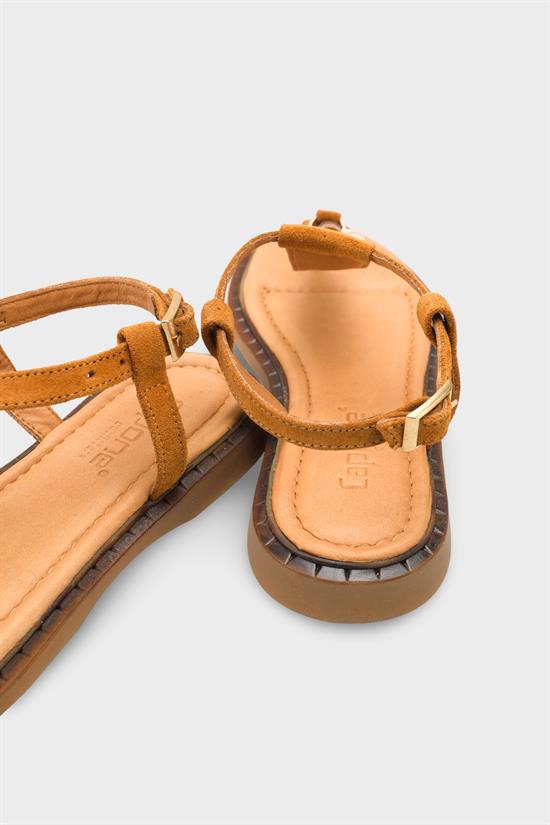 Capone Mallorie Genuine Leather Metal Buckle Flat Heel Women Tan Sandal image 6