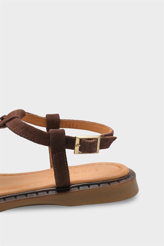 Capone Mallorie Genuine Leather Metal Buckle Flat Heel Women Brown Sandal image 4