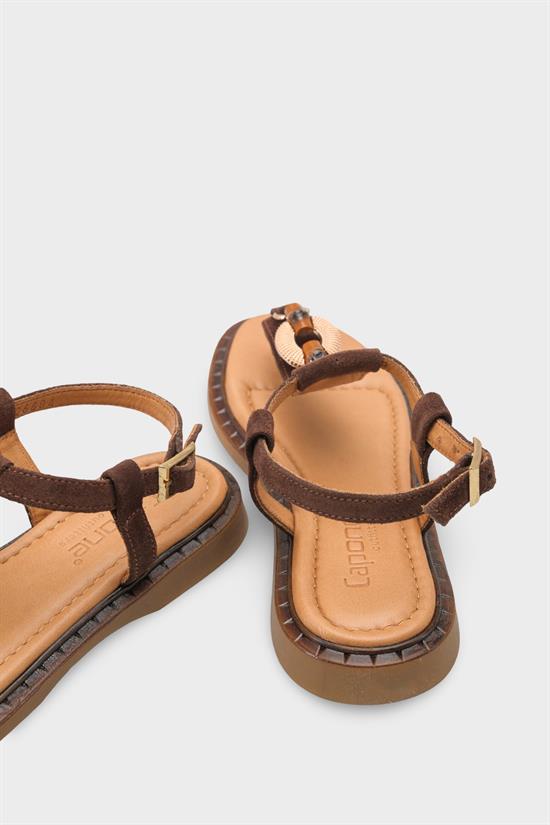 Capone Mallorie Genuine Leather Metal Buckle Flat Heel Women Brown Sandal image 5
