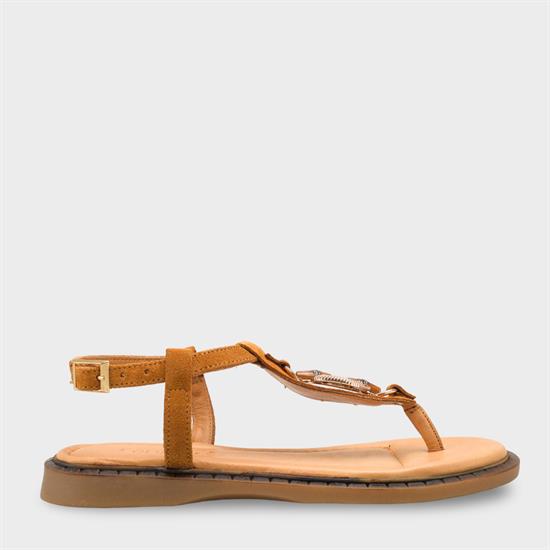 Capone Mallorie Genuine Leather Metal Buckle Flat Heel Women Tan Sandal image 2