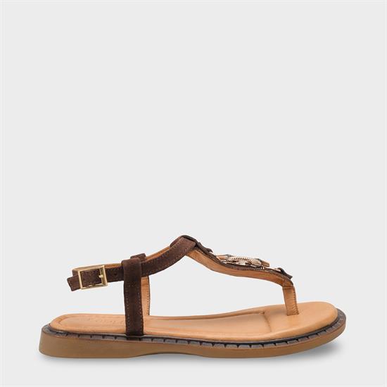 Capone Mallorie Genuine Leather Metal Buckle Flat Heel Women Brown Sandal image 2