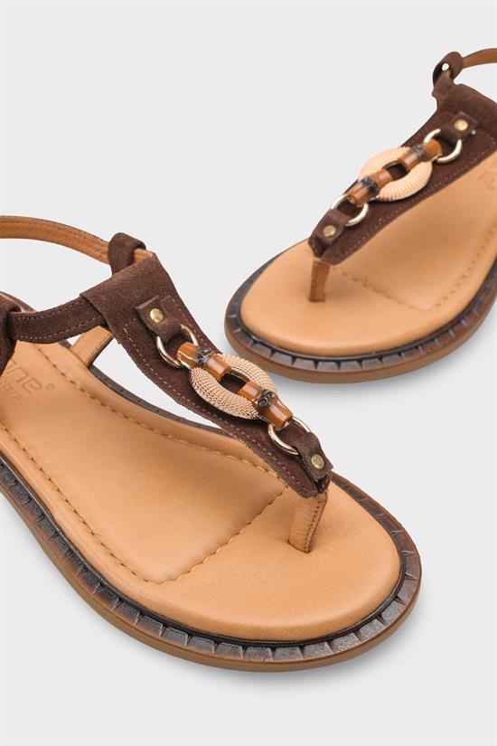 Capone Mallorie Genuine Leather Metal Buckle Flat Heel Women Brown Sandal image 6