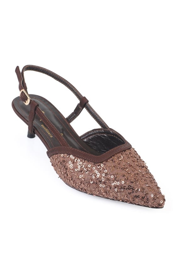 Capone Marianna Genuine Leather Lined Sequin Open Back Women  Shoe