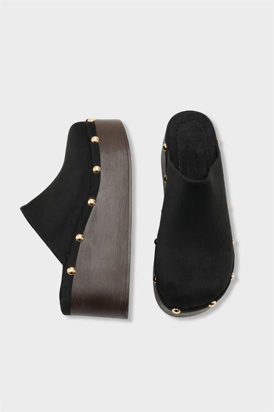 Capone Marlane Wedge Heel Closed Toe Suede Look Women Sued Black Clog image 6