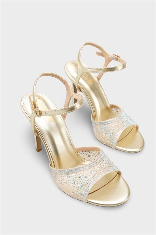 Capone Marney Crystal Embellished High Heel Ankle Strap Women Metallic Gold Wedding Shoe image 3