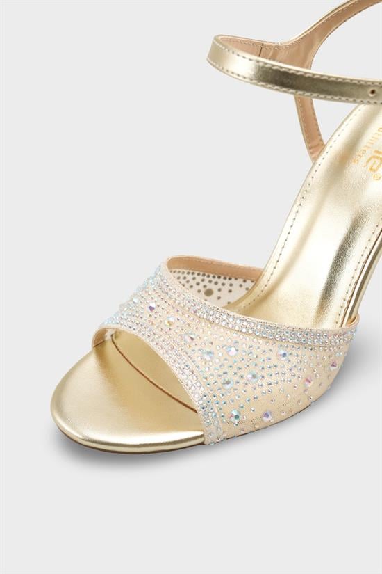 Capone Marney Crystal Embellished High Heel Ankle Strap Women Metallic Gold Wedding Shoe image 4