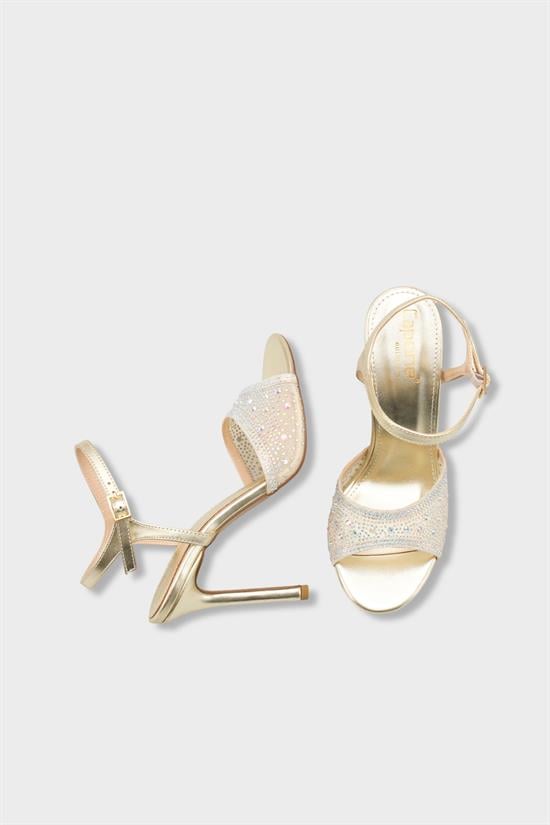 Capone Marney Crystal Embellished High Heel Ankle Strap Women Metallic Gold Wedding Shoe image 6