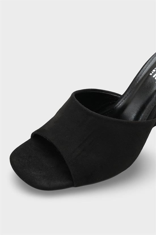 Capone Maurene Genuine Leather Lined Wedge Heel Women Sued Black Sandal image 4