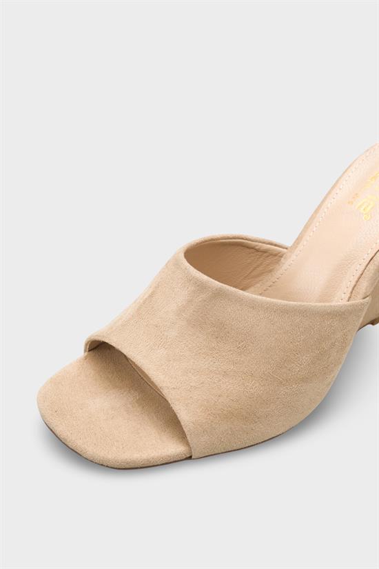 Capone Maurene Genuine Leather Lined Wedge Heel Women Sued Beige Sandal image 4