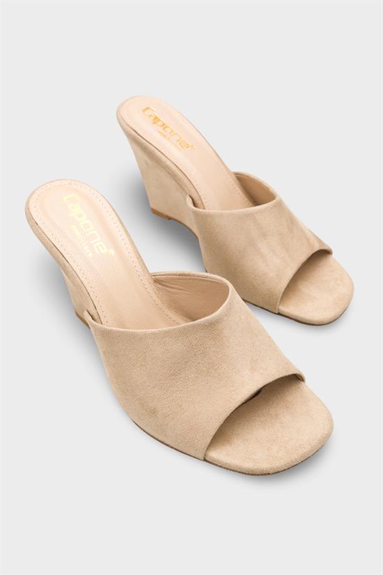 Capone Maurene Genuine Leather Lined Wedge Heel Women Sued Beige Sandal image 3