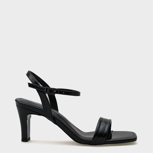 Capone Medium Heeled Single Strap Ankle Strap Women Patent Black Sandals image 2