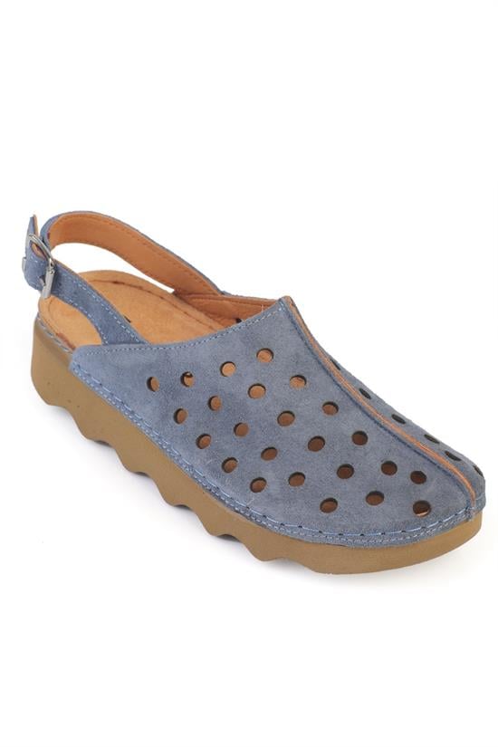 Capone Meghan Genuine Leather Soft Comfort Women Denim Blue Sandal