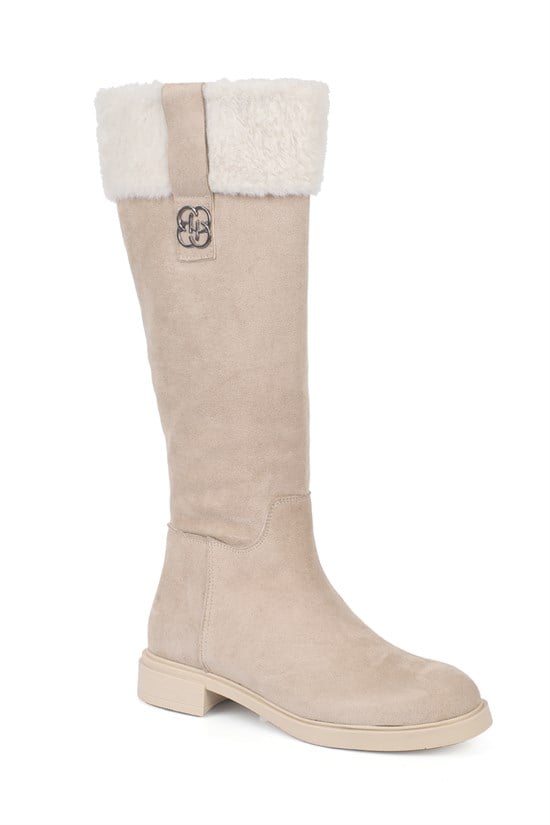 Capone Melitta Faux Fur Trim Suede Look Pull-On Women  Boot