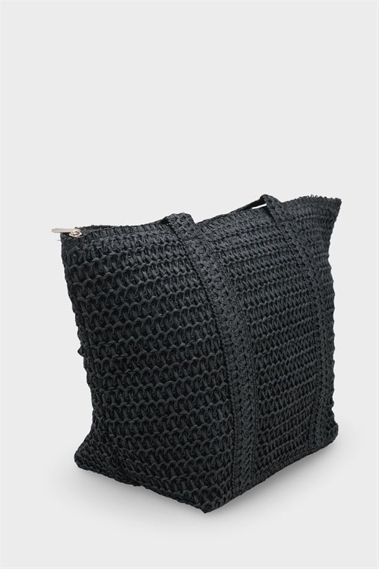 Capone Menorca Raffia Look Women Black Tote Bag image 3