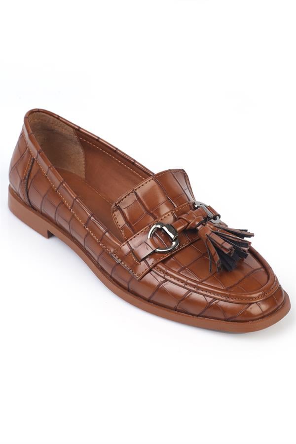 Capone Metal Buckle Tassel Women Brown Loafer