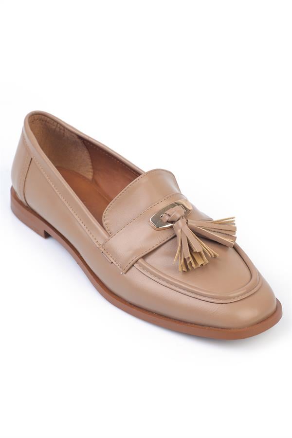 Capone Metal Buckle Tassel Women Mink Loafers