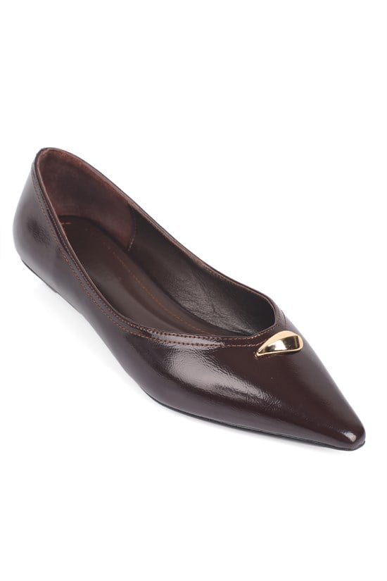 Capone Michelle Genuine Leather Pointed Toe Low Heel Elegant Women Brown Shoe