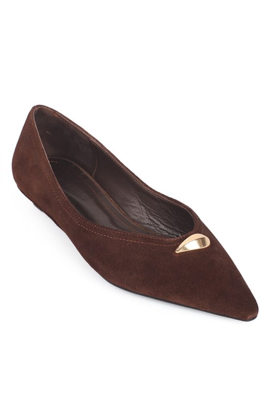 Capone Michelle Genuine Leather Pointed Toe Low Heel Elegant Women Brown Shoe