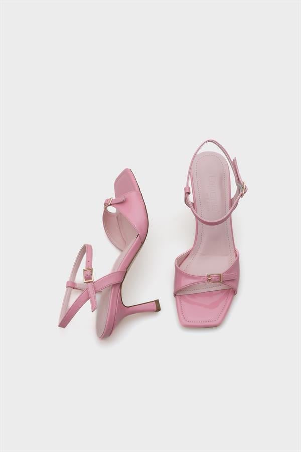 Capone Dale Mid Heel Ankle Strap Buckled Women Pink Sandals image 6
