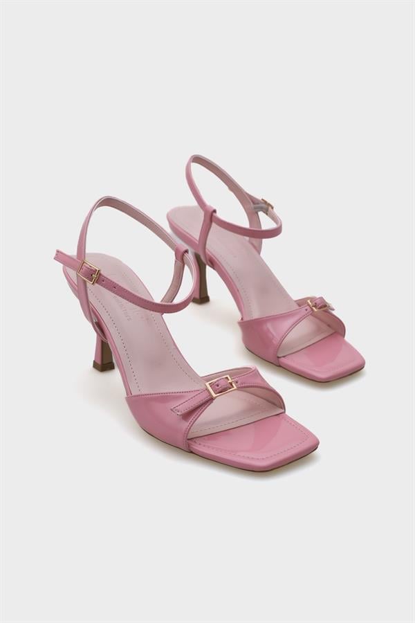 Capone Dale Mid Heel Ankle Strap Buckled Women Pink Sandals image 4