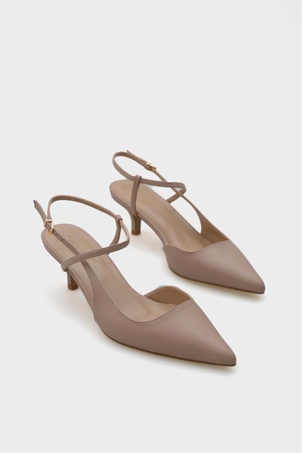 Capone Perla Mid Heel Ankle Strap Pointed Toe Women Beige Shoes image 4