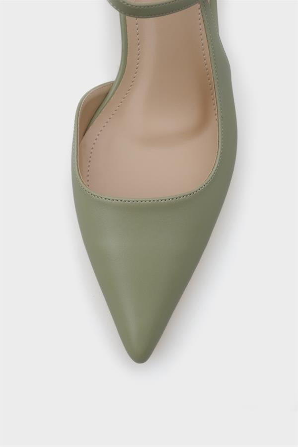 Capone Perla Pointed Toe Mid Heel Ankle Strap Women Green Shoe image 3