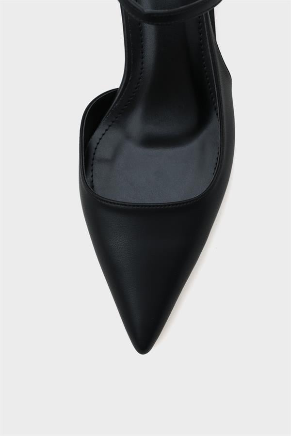 Capone Perla Mid Heel Ankle Strap Pointed Toe Women Black Shoes image 2