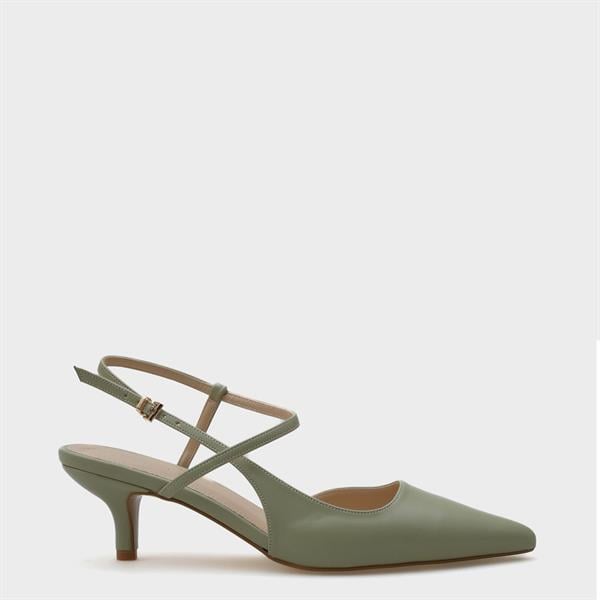 Capone Perla Pointed Toe Mid Heel Ankle Strap Women Green Shoe image 2