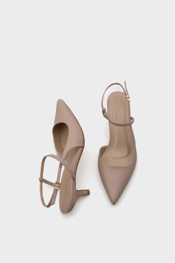 Capone Perla Mid Heel Ankle Strap Pointed Toe Women Beige Shoes image 6