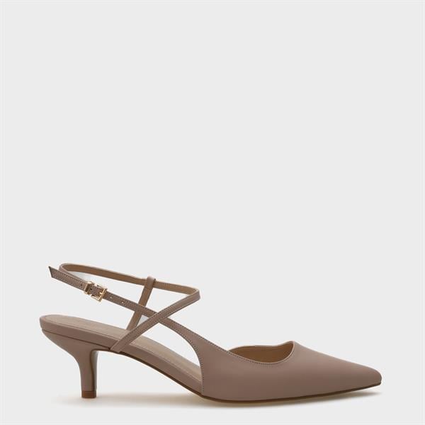 Capone Perla Mid Heel Ankle Strap Pointed Toe Women Beige Shoes image 2