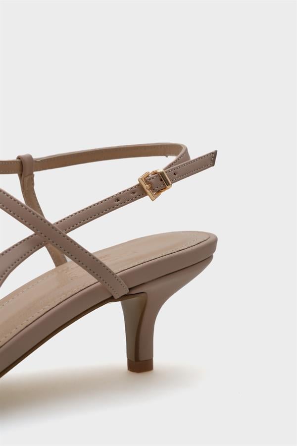 Capone Perla Mid Heel Ankle Strap Pointed Toe Women Beige Shoes image 5