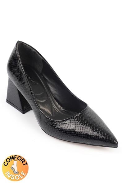 Capone Mid Heel Soft Padded Insole Women Black Shoes