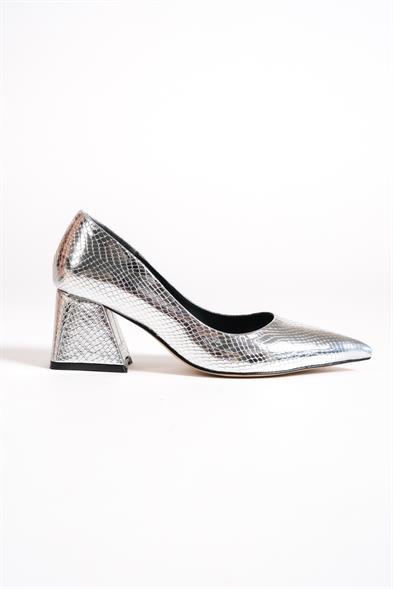 Capone Mid Heel Soft Padded Insole Women Silver Shoes image 5