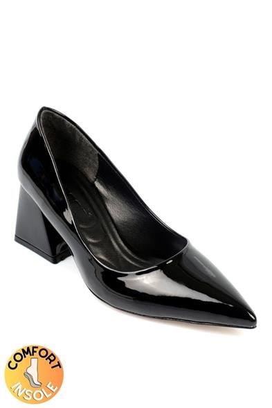 Capone Sabrina Mid Heel Soft Padded Insole Women Black Shoes image 1