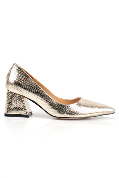 Capone Mid Heel Soft Padded Insole Women Gold Shoes image 4