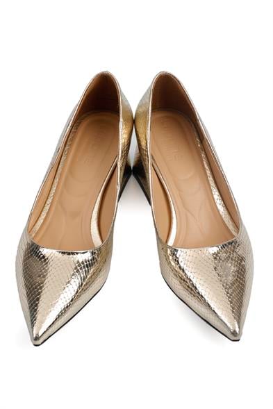 Capone Mid Heel Soft Padded Insole Women Gold Shoes image 5