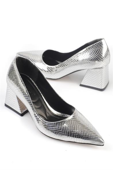 Capone Mid Heel Soft Padded Insole Women Silver Shoes image 2
