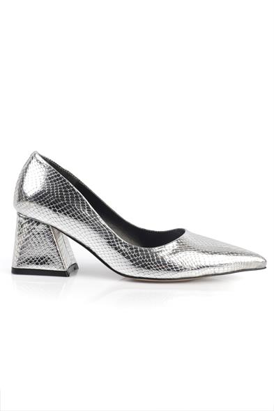 Capone Mid Heel Soft Padded Insole Women Silver Shoes image 3