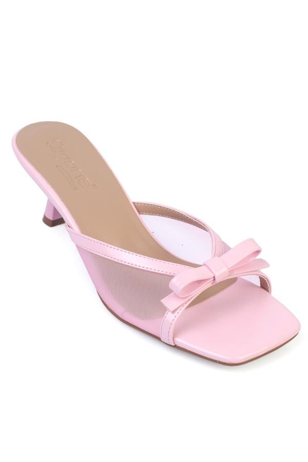 Capone Midge Mid Heel Mesh Bow Women Pink Sandals