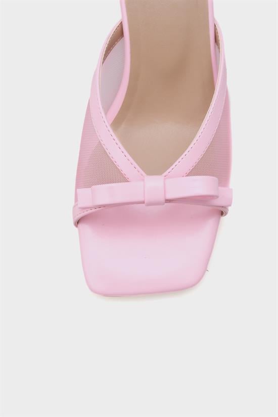 Capone Midge Mid Heel Mesh Bow Women Pink Sandals image 4
