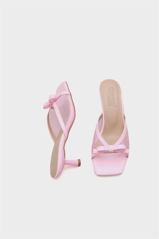 Capone Midge Mid Heel Mesh Bow Women Pink Sandals image 6