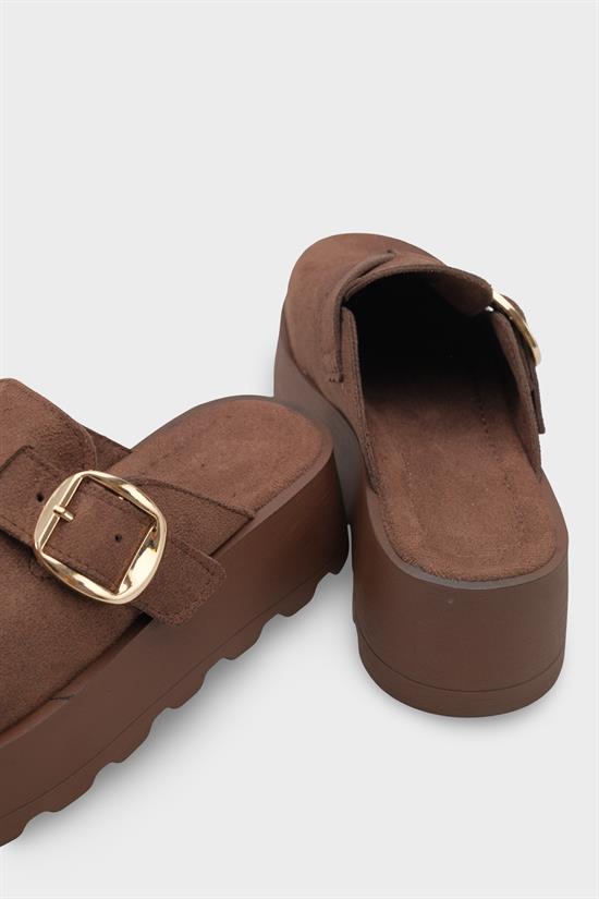 Capone Minette Furry Faux Suede Women Sued Brown Clogs image 4