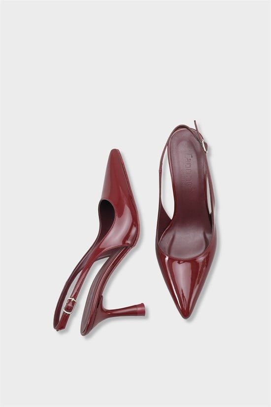 Capone Moina Pointed Toe Mid Heel Slingback Women Burgundy Shoe image 6