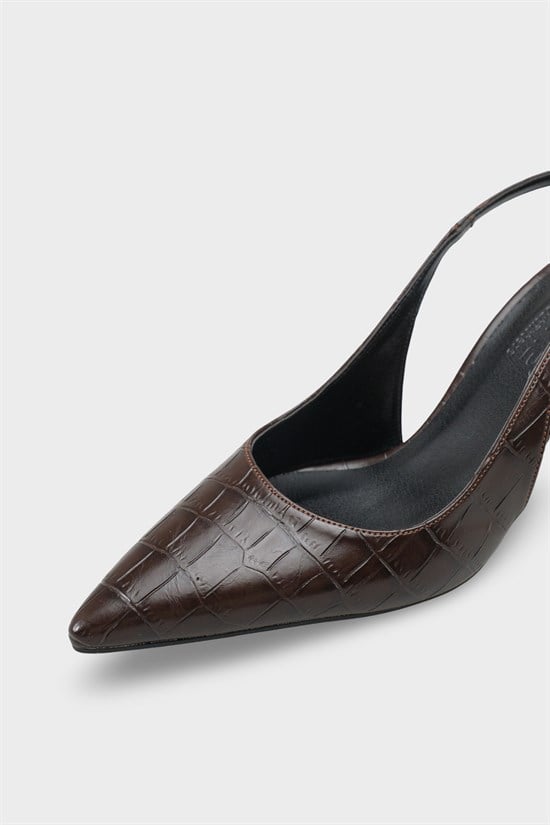 Capone Moina Pointed Toe Mid Heel Slingback Women Brown Shoe image 4